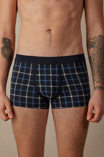 Intimssimi Blue Checkered Boxers in Stretch Supima® Cotton Azules | PPEQX66902