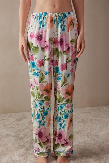 Intimssimi Botanical Lyrics Full Length Satin Pants Print | PEJBT58511