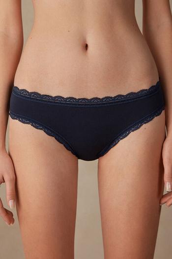 Intimssimi Cotton and Lace Panties Azules | YPEVQ19877