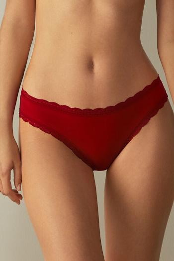 Intimssimi Cotton and Lace Panties Rojas | DPEVO77064