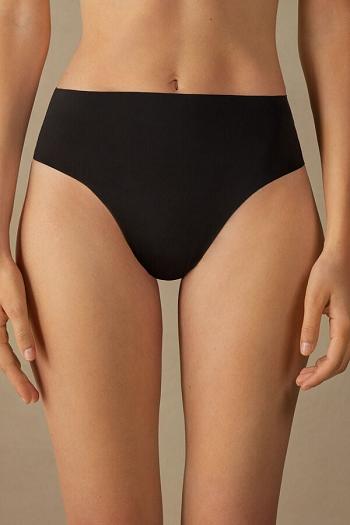 Intimssimi High Waist Thong in Seamless Ultralight Microfiber Negras | MPEHR19784