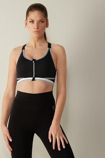 Intimssimi In Action Zip Bra with Supima® Cotton Lining Negras | PENZX93684