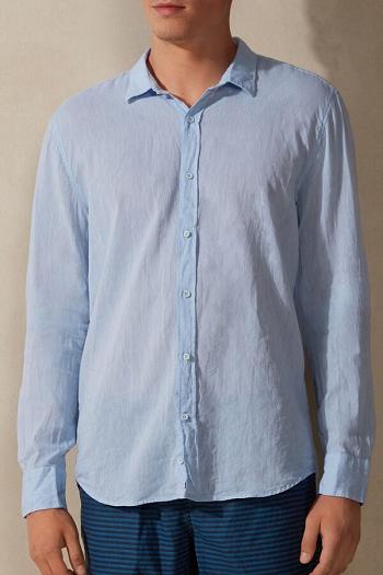 Intimssimi Linen and Cotton Shirt Azules Claro | BPESO63844