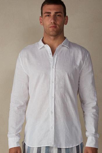 Intimssimi Linen and Cotton Shirt Blancas | FPEUI30391