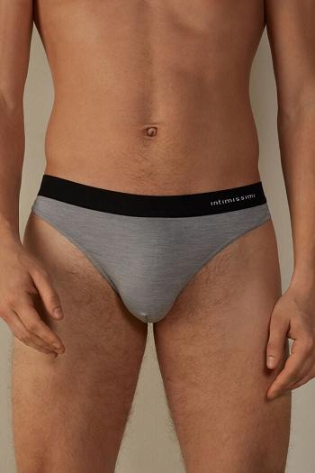 Intimssimi Logo Detailed Microfiber Thong Gris | FPEUI99508