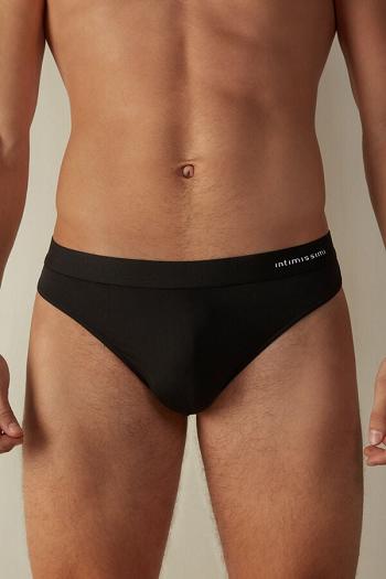 Intimssimi Logo Detailed Microfiber Thong Negras | PENZX22322