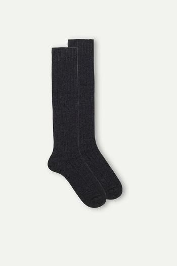 Intimssimi Long Acanalado Socks in Cashmere and Lana Gris | PEQAV29005