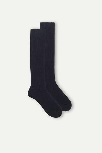 Intimssimi Long Acanalado Socks in Cashmere and Lana Azules | PEQCS93903