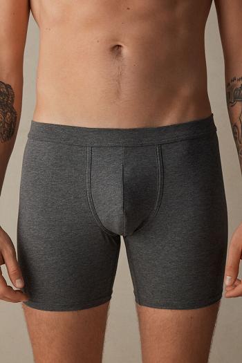 Intimssimi Long Boxers in Stretch Supima® Cotton Gris Oscuro | PPEER25336