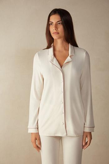 Intimssimi Long-Sleeve Micromodal Pajama Top Natural | PENEJ67342