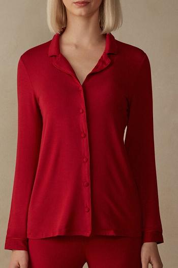 Intimssimi Long-Sleeve Micromodal Pajama Top Rojas | XPEBH23290