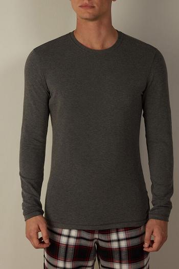 Intimssimi Long-Sleeve Modal-Cashmere Top Gris Oscuro | ZPEMJ51218