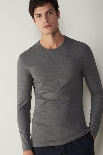 Intimssimi Long-Sleeve Stretch Supima Cotton Top Gris Oscuro | GPEUC29801