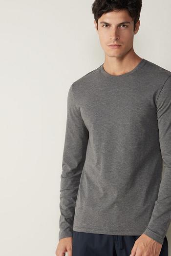 Intimssimi Long-Sleeve Supima® Cotton Top Gris Oscuro | PEQCS60346