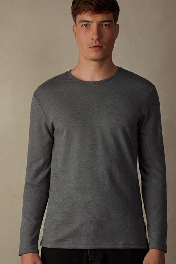 Intimssimi Long Sleeve Top in Warm Cotton Gris Oscuro | PENEJ80140