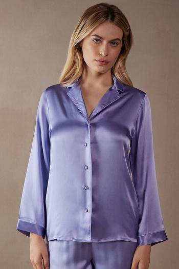 Intimssimi Mannish-Cut Jacket in Silk Satin Violet | BPESD67200