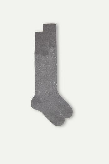 Intimssimi Men’s Long Socks in Patterned Lisle Cotton Gris | YPEVQ20853