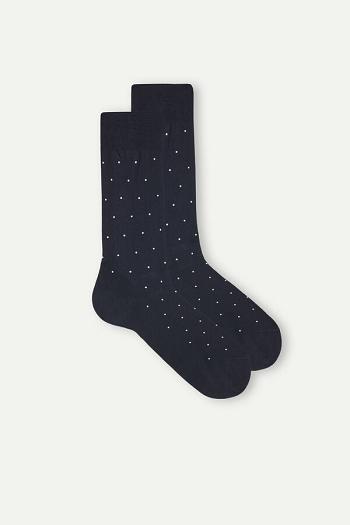 Intimssimi Men’s Short Socks in Patterned Lisle Cotton Azules | DPEKV47849