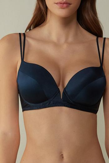 Intimssimi Mia Silk Super Push-Up Bra Azules | PEEGJ91608