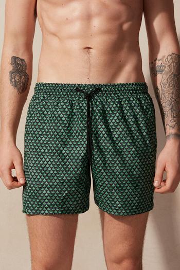 Intimssimi Micro Leaf Print Swim Trunks Verde | DPEVO20957