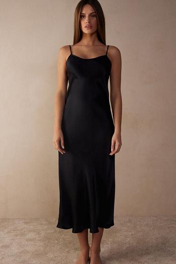 Intimssimi Midi-Length Slip in Silk Negras | APEDF75167