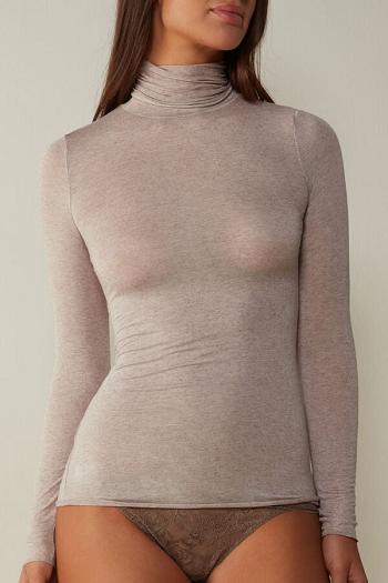 Intimssimi Modal Cashmere Ultralight High-Neck Top Natural | MPEFT91994