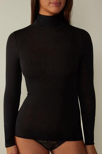 Intimssimi Modal Cashmere Ultralight High-Neck Top Negras | YPEGT76918