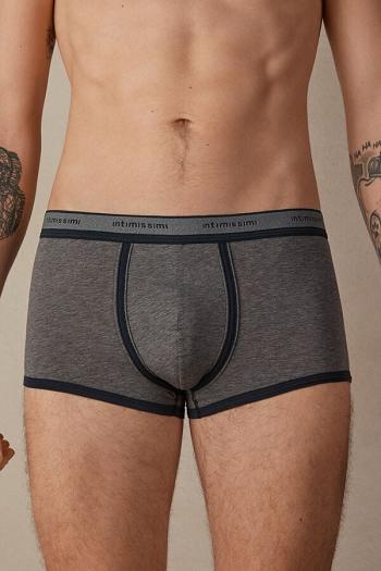 Intimssimi Natural Fresh Supima® Cotton Boxers with Logo Gris Oscuro | DPEVO49132