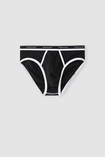 Intimssimi Natural Fresh Supima® Cotton Briefs with Logo Negras | PEEAH62250