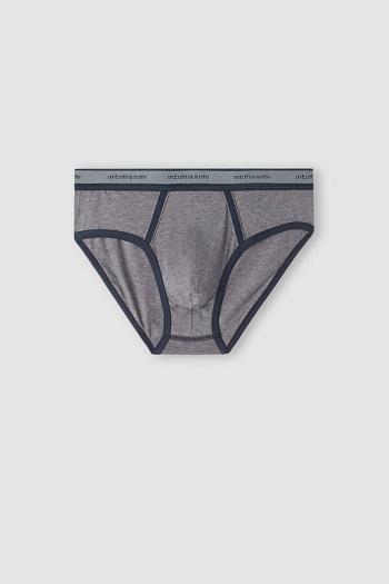 Intimssimi Natural Fresh Supima® Cotton Briefs with Logo Gris Oscuro | PENEJ82409