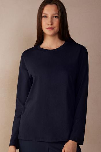 Intimssimi Oversized Long Sleeve Top in Supima® Cotton Azules | PEJBT57225