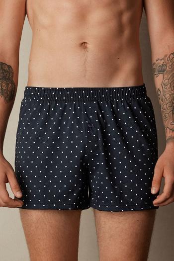 Intimssimi Patterned Cotton Jersey Relaxed Fit Boxers Azules | GPEUC37748