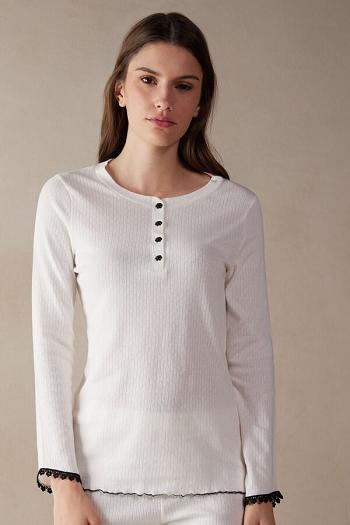 Intimssimi Pure Joy Long Sleeve Henley Top Blancas | TPEPQ46615