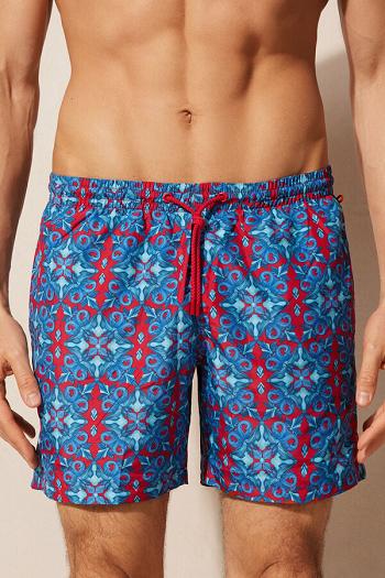 Intimssimi Red Moroccan Print Swim Trunks Azules | XPEBH40041