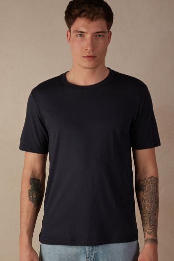 Intimssimi Regular Fit T-Shirt in Extrafine Supima® Cotton Negras | SPENY36784