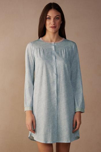 Intimssimi Romantic Cashmere Button Up Night Shirt Azules Claro | QPEUV41331