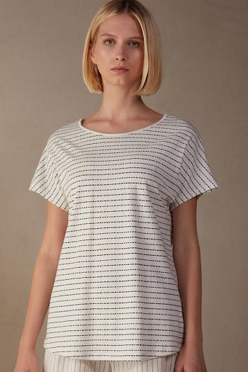 Intimssimi Romantic Heritage Short Sleeve Cotton Jersey Top Azules Claro | DPEVO52485