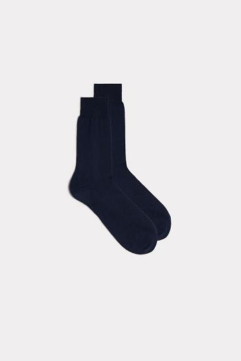 Intimssimi Short Sateen Egyptian Cotton Socks Azules | YPEGT20693