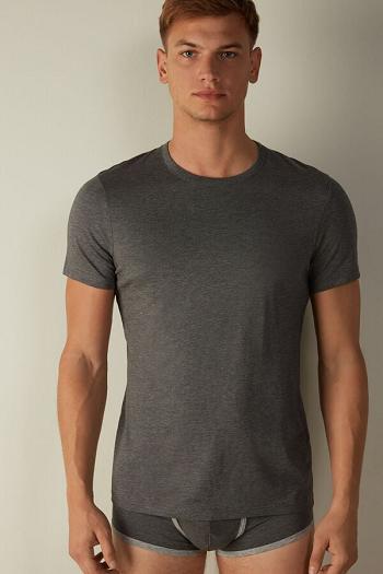 Intimssimi Short Sleeve Crew Neck T Shirt in Supima® Cotton Gris Oscuro | APEWC23831