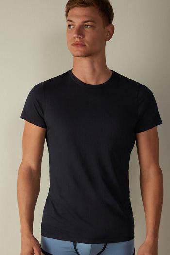 Intimssimi Short-Sleeve Crew-Neck T-Shirt in Extra-Fine Supima® Cotton Azules | PECIF17462