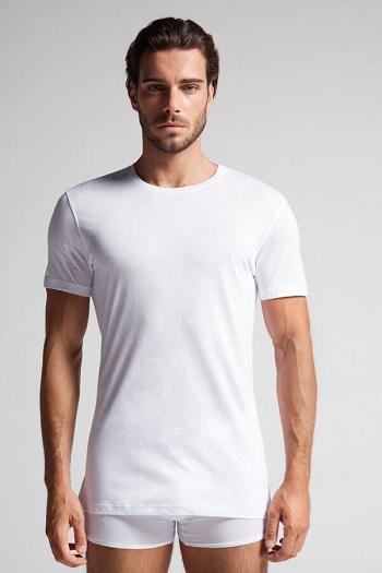 Intimssimi Short-Sleeve Crew-Neck T-Shirt in Extra-Fine Supima® Cotton Blancas | PEEGJ42583