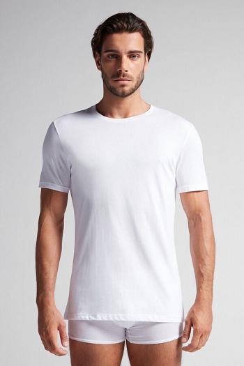 Intimssimi Short Sleeve Crew Neck T Shirt in Supima® Cotton Blancas | YPEGT41107