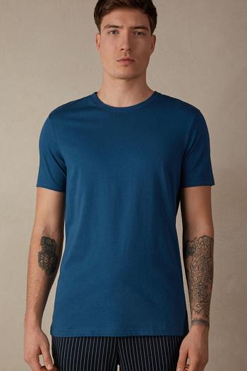 Intimssimi Short Sleeve Crew Neck T Shirt in Supima® Cotton Azules | ZPENQ22361