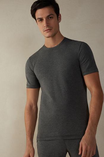 Intimssimi Short-Sleeve Modal-Cashmere Top Gris Oscuro | APEDF72103