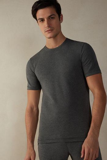 Intimssimi Short-Sleeve Modal-Cashmere Top Gris Oscuro | PEQAV69530