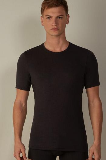 Intimssimi Short-Sleeve Modal-Cashmere Top Negras | QPEWA43465