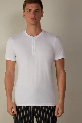 Intimssimi Short-Sleeved Supima® Cotton Shirt Blancas | DPEVO22105