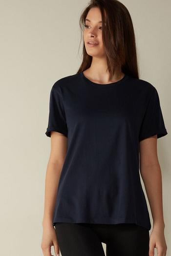 Intimssimi Short-Sleeved Supima® Cotton Top Azules | LPETR26006