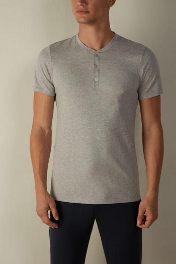 Intimssimi Short-Sleeved Supima® Cotton Shirt Gris | TPEPQ84678