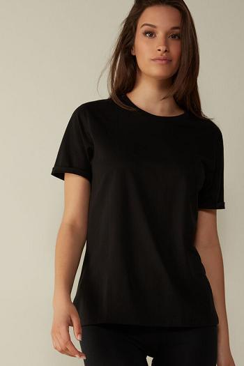 Intimssimi Short-Sleeved Supima® Cotton Top Negras | YPEGT15095